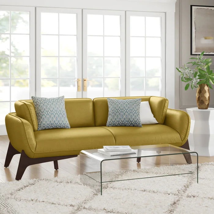 Solid Sheesham Wood & Leatherette Round Arm Sofa - Furnishiaa -  -